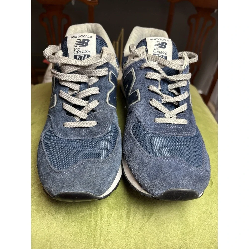 New Balance 574 Classic Men's Blue Suede Mesh Athletic Sneakers Lace-Up US 9.5